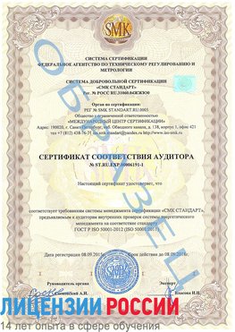 Образец сертификата соответствия аудитора №ST.RU.EXP.00006191-1 Березники Сертификат ISO 50001