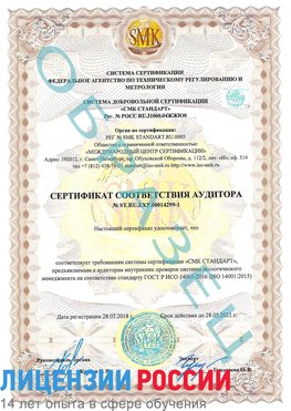 Образец сертификата соответствия аудитора №ST.RU.EXP.00014299-1 Березники Сертификат ISO 14001